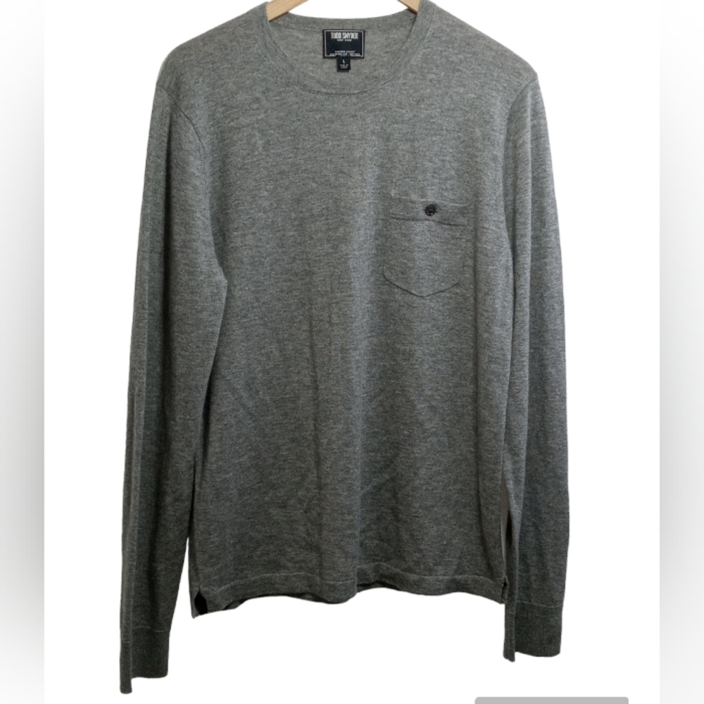 Todd Snyder Gray Crewneck Sweater with Chest Pocket